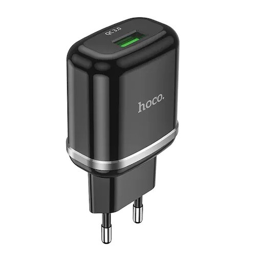 Incarcator casa Hoco N3, 1 port USB Qualcomm 3.0 Quick Charge, 18W, negru