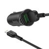 Incarcator auto Hoco Z39, dual port USB QC 3.0, 18W, cablu Lightning inclus, negru
