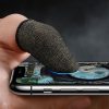 Degetare antialunecare Hoco GM4, fibra conductiva, pentru jocuri, Anti-Condens, Phantom, Black/Silver