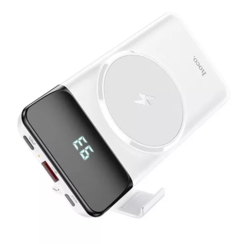 Baterie externa Hoco J76, incarcare Wireless, 10000 mAh, 22.5W, port PD si USB QC3.0, alba