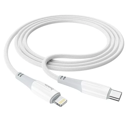 Cablu de date si incarcare Hoco X70, Type-C (USB-C) to Lightning, PD20W, cablu impletit, 1 metru, alb