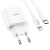 Incarcator casa Hoco C94A, 1 x USB-C PD 20W/3A, cablu Lightning inclus, incarcare rapida, albe