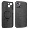 Husa protectie Apple iPhone 14, Hoco Premium Magsafe Carbon, textura kevlar, incarcare magsafe, neagra