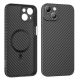 Husa protectie Apple iPhone 14, Hoco Premium Magsafe Carbon, textura kevlar, incarcare magsafe, neagra
