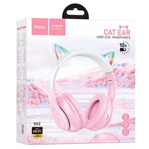 Casti Wireless Hoco W42, Over Ear, BT 5.3, 180h StandBy, 400 mAh, Kids, Cherry Blossom