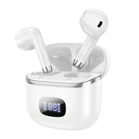   Casti Wireless Hoco EQ1 TWS, Bluetooth 5.3, LED Digital Display, albe