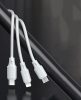 Cablu de date si incarcare WK Design, 3 capete (Lightning, Type-C, MicroUSB), alb