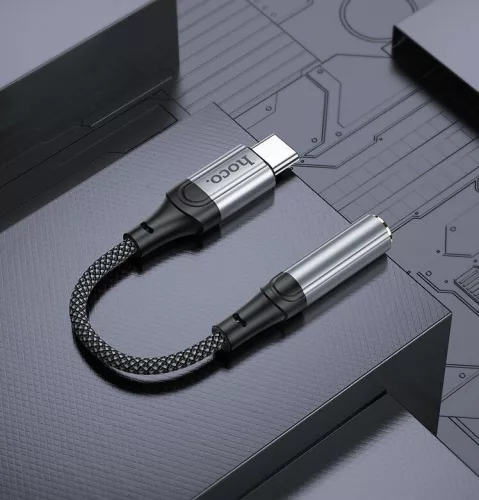 Cablu adaptor Type-C / USB-C Hoco LS36, audio, 12 cm, negru