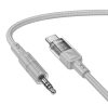 Cablu adaptor Hoco UPA27 Crystal Clear, AUX USB-C / 3,5 mm jack, protectie textila, gri