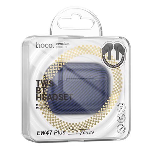 Casti Wireless Hoco EW47 Plus, Ear Buds, BT 5.3, In-Ear, 200h Stand-By Carbon Design, 350mAh, blue