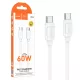 Cablu de date si incarcare Hoco X115, Type-C to Type-C, PD 60W, 3A, 1 metru, incarcare rapida, alb