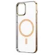 Husa Apple iPhone 12, Electroplated Magsafe TPU, transparenta cu marginii aurii