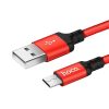 Cablu de date si incarcare MicroUSB Hoco X14, 1 metru, negru cu rosu