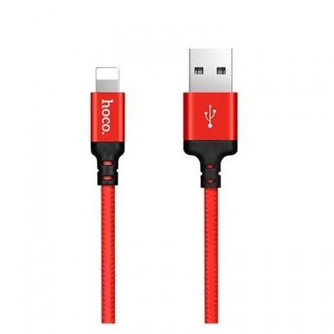 Cablu de date si incarcare Lightning (iPhone) Hoco X14, 2 metri, negru cu rosu