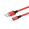 Cablu de date si incarcare Lightning (iPhone) Hoco X14, 2 metri, negru cu rosu