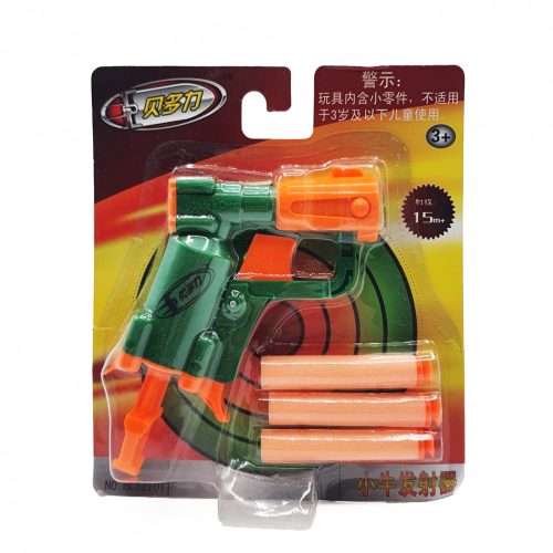 Pistol tip Nerf, 3 gloante de burete incluse, verde