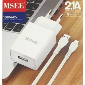 Set incarcator casa + cablu Type-C, MSEE MS-8, 2.1A, alb