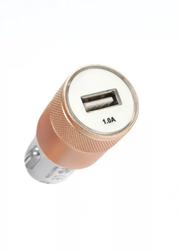 Incarcator auto Mocolo cu port USB, cablu MicroUSB inclus, 1A, alb/rose gold