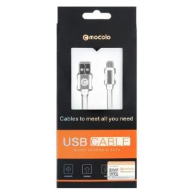   Cablu de date si incarcare MicroUSB Mocolo, 1 metru, 2.0A, cablu impletit, argintiu