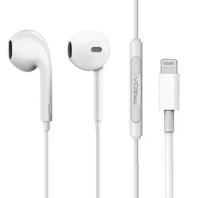   Casti audio cu microfon TREQA EP-753, conector lightning, pentru iPhone/iPad, albe