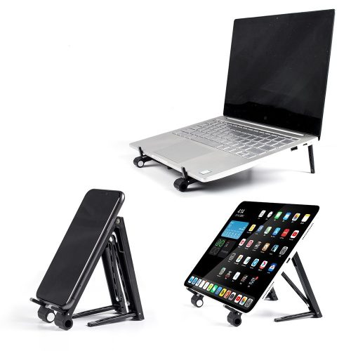 Suport/stand de birou Andowl Q-ZJ009, pentru laptop, tableta, telefon, pliabil, reglabil, negru