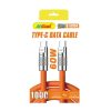 Cablu date si Incarcare USB-C to USB-C (Type-C to Type-C) Andowl Q-SJ950, 60W, 1 metru, capete metalice, cablu gros, portocaliu