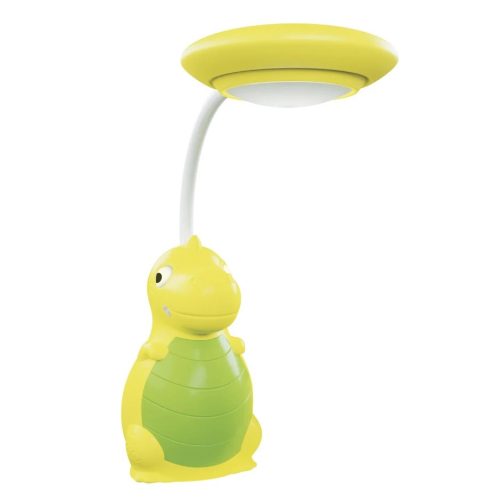 Lampa LED cu suport creioane si ascutitoare, functie lampa de veghe, dinozaur galben