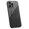 Husa Apple iPhone 12, iPefet Carbon, textura kevlar, Magsafe, negru/gri