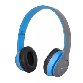   Casti audio P47, Bluetooth 5.0 + EDR, microfon, suport card MicroSD, albastru/gri