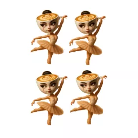   Stickere Ballerina Cappuccina, Vinyl / PP autoadeziva Glossy, 4 bucati