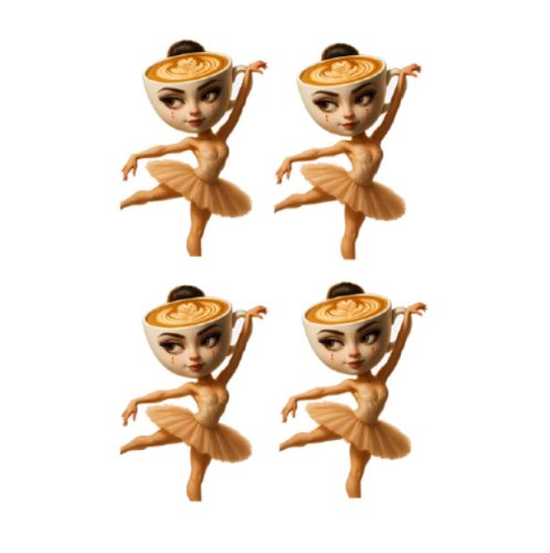 Stickere Ballerina Cappuccina, Vinyl / PP autoadeziva Glossy, 4 bucati