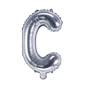 Balon din folie metalizata, 35 cm, argintiu, litera C
