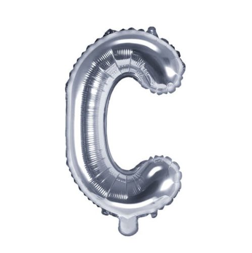 Balon din folie metalizata, 35 cm, argintiu, litera C