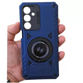   Husa Samsung Galaxy A16, Rotating Bracket, protectie camera, prindere magnetica, albastru inchis