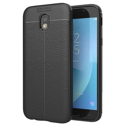 Husa de protectie Samsung Galaxy J7 2017 / J730, model Litchi, silicon moale, negru