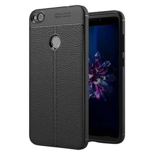 Husa de protectie Huawei P9 Lite 2017 / Honor 8 Lite, model Litchi, silicon moale, negru