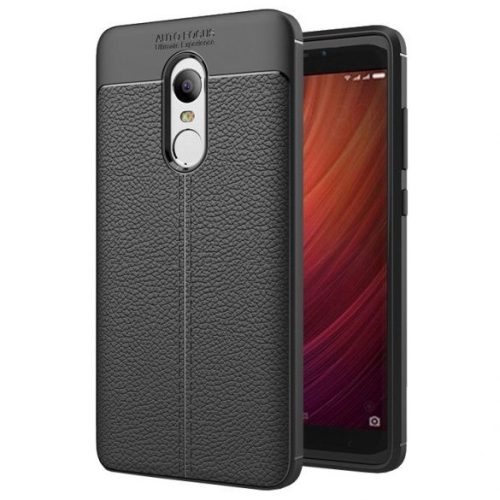 Husa de protectie Xiaomi Redmi Note 4 / 4X, model Litchi, silicon moale, negru