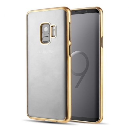 Husa de protectie transparent pentru Samsung Galaxy S9, margini electroplacate, auriu