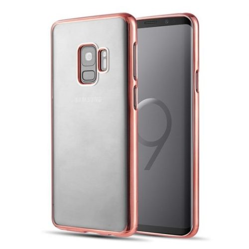 Husa de protectie transparent pentru Samsung Galaxy S9, margini electroplacate, roz
