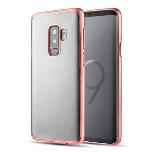 Husa de protectie transparent pentru Samsung Galaxy S9 Plus, margini electroplacate, roz