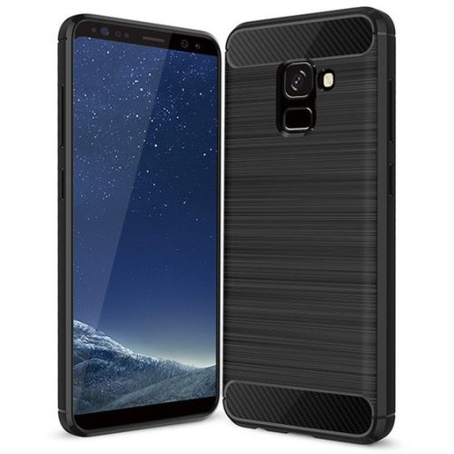 Husa de protectie Carbon Stripe pentru Samsung Galaxy A6 Plus 2018, silicon moale, negru