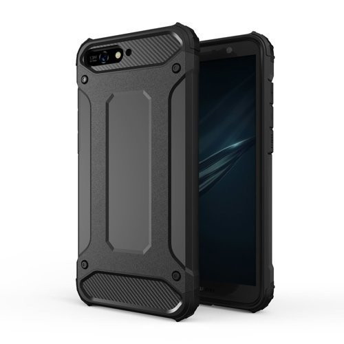 Husa Armor Case pentru Huawei Y6 2018, hibrid (TPU + Plastic), neagra