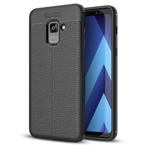 Husa de protectie Samsung Galaxy J6 2018, model Litchi, silicon moale, negru