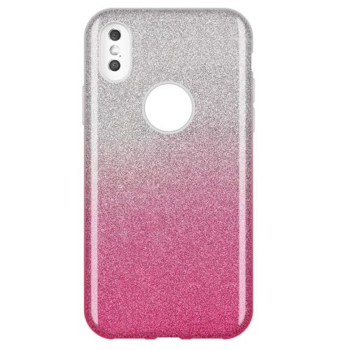  Husa Luxury Glitter pentru Apple iPhone X/XS, argintiu cu roz
