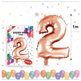 Balon din folie metalizata, 100 cm, rose gold, cifra 2