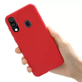   Husa Liquid Silicone Case pentru Samsung Galaxy A41, interior microfibra, rosie