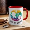 Cana ceramica personalizata, 330 ml, alba, logo Ana si Lucas