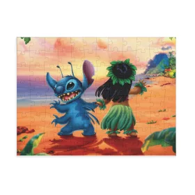   Puzzle 80 piese, 20 x 15 cm, personaje Lilo and Stitch, model 6