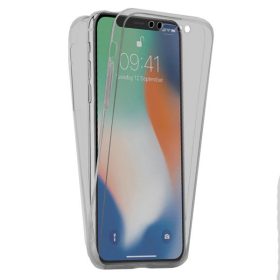   Husa Full TPU 360° pentru Samsung Galaxy A7 2017 (fata + spate), gri transparent