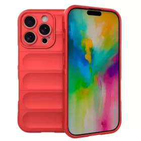   Husa Apple iPhone 16 Pro Max, Wave Silicone, protectie camera, catifea in interior, pure red